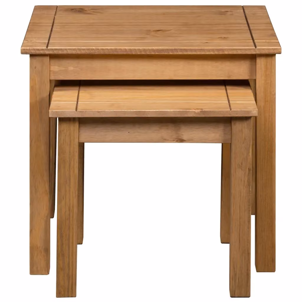 Berkfield Home Panama Range Nesting Tables, Set of 2, Solid Pine Wood, Brown – 3