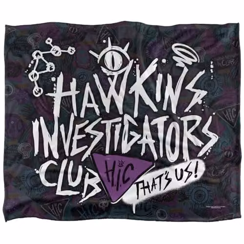 Netflix Stranger Things Tales From 85 Hic Scribble Multicolour Super Soft Microfibre Fleece Blanket, W: 152.4 cm x D: 152.4 cm