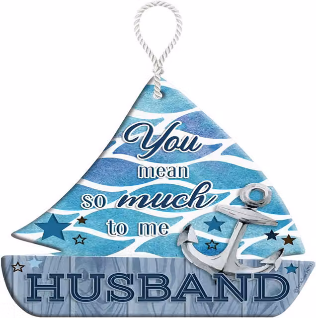 Husband HeartFelts Boat Shaped Hanging Plaque in Multicolour