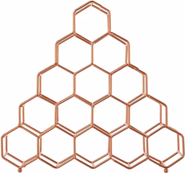 Orsina Honeycomb Design 10 Bottle Copper Plated Spice Rack in Gold