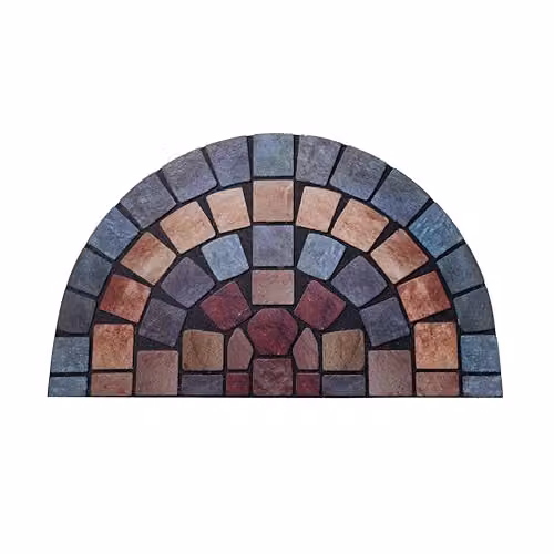 Nicoman Semicircular Rubber Boot Scraper Doormat with Blue Border, W: 75 cm, D: 44 cm, H: 1 cm – 1