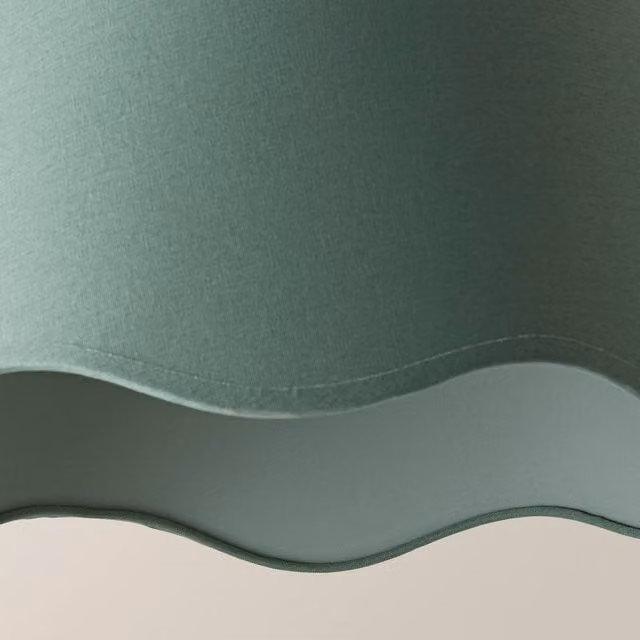 ValueLights Mabel Large Scallop Edge Linen Lamp Shade in Green, Diameter: 30 cm – 1