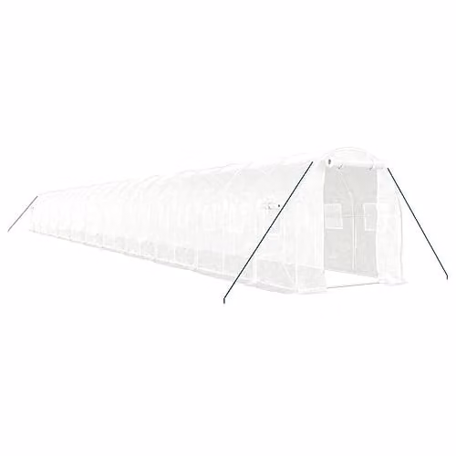 vidaXL Greenhouse with Steel Frame, White, 44 m2, W/D/H: 22 x 2 x 2 m – 1