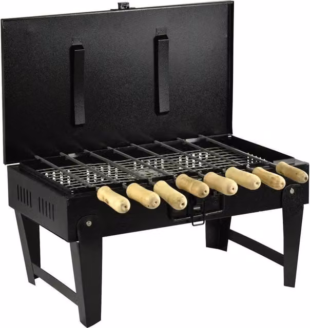 NESTLUNE Portable Folding Charcoal Tabletop BBQ in Black, W: 100 cm, D: 60 cm – 1
