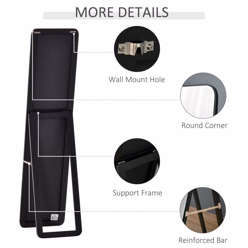 STILVORA Full Length Mirror, Black, H 160 cm x W 37 cm – 6