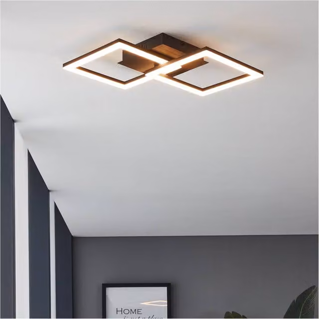 Loops Modern Black LED Pendant Light with Warm White Bulb for Living or Dining Rooms