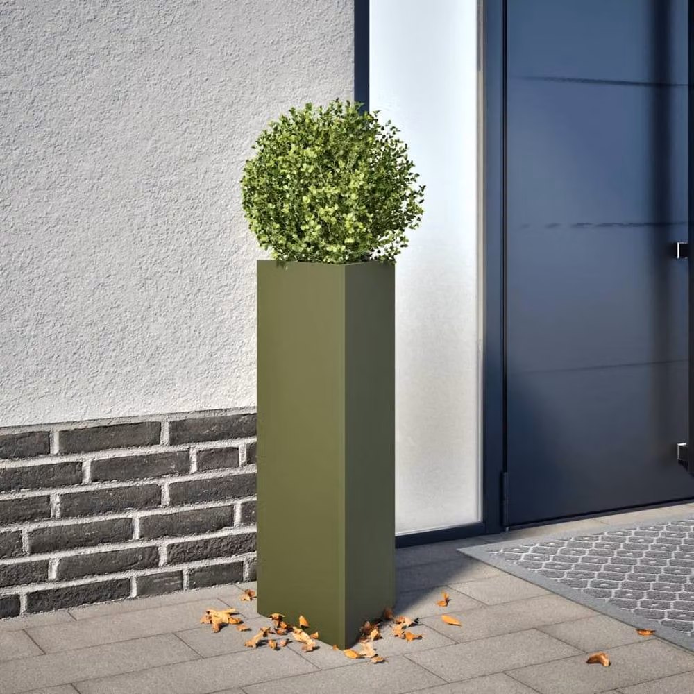 Berkfield Home Triangular Steel Garden Planter Tub, Green, W/D/H: 30 x 26 x 75 cm – 2