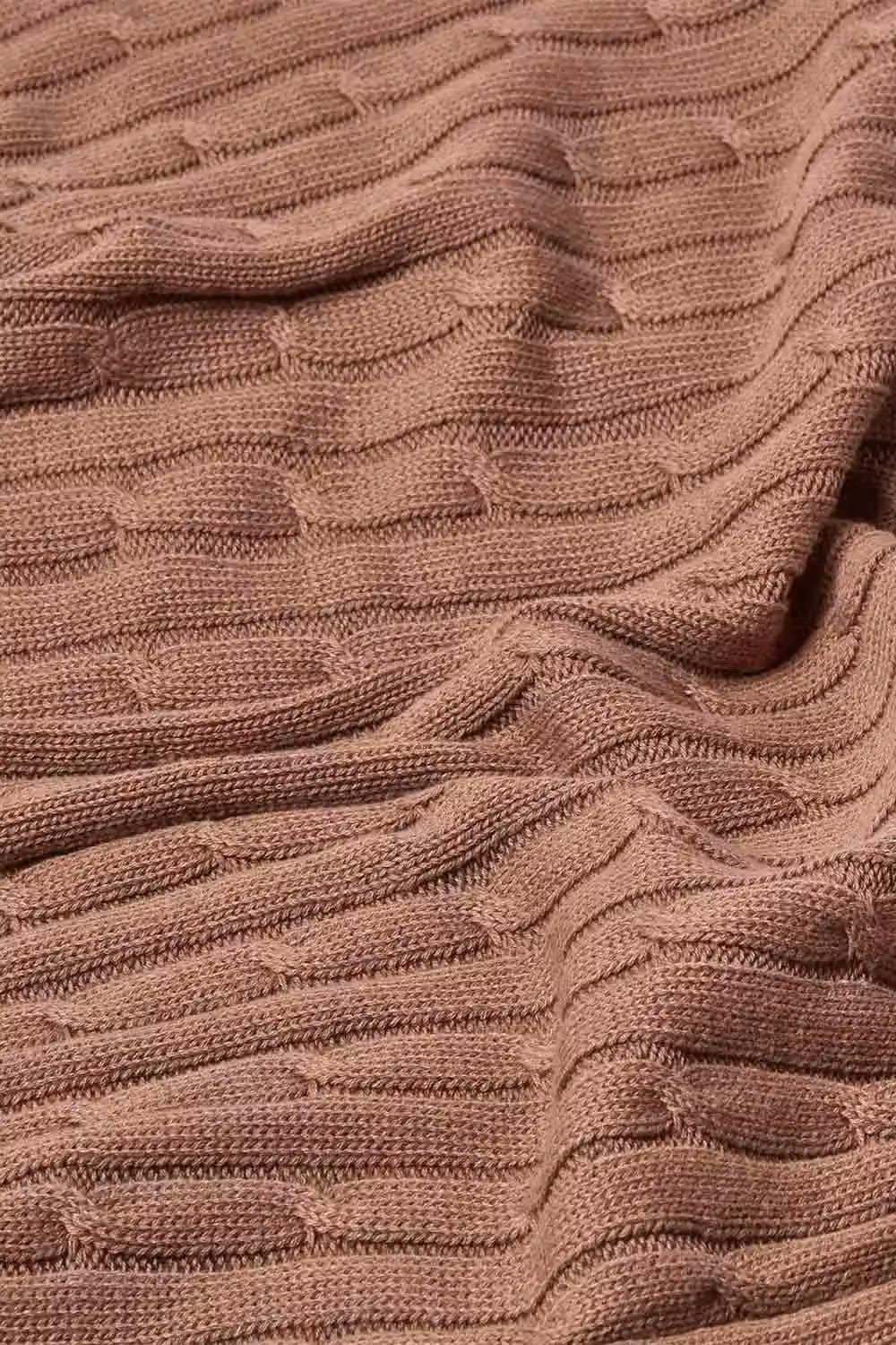 Homescapes Cotton Cable Knit Throw in Brown, W/D/H: 150 x 200 cm – 2