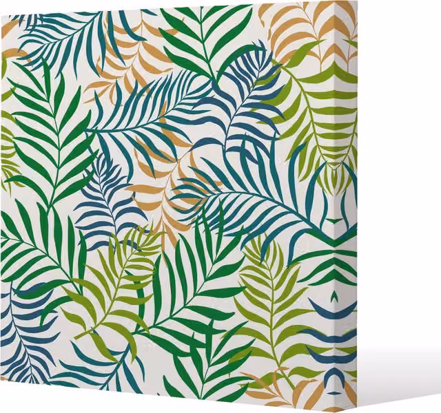 Benjamin Tate Design LTD Multicolour Green Tropical Palm Leaves Botanical Canvas Print, W/H: 114 x 114 cm