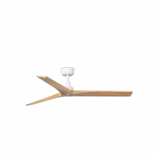 FARO Klim M Ceiling Fan in Matte White and Oak, Diameter: 125 cm, Height: 23.6 cm