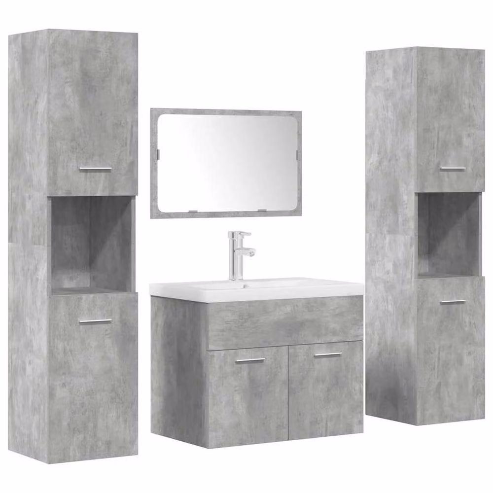 Berkfield Home 5 Piece Modern Bathroom Furniture Set in Concrete Grey