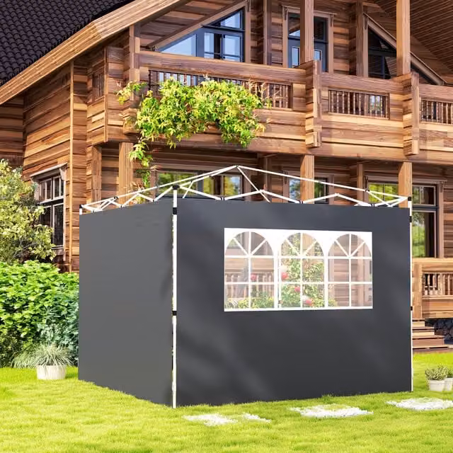 Outsunny Gazebo Replacement Curtains Wall Panels in Dark Grey