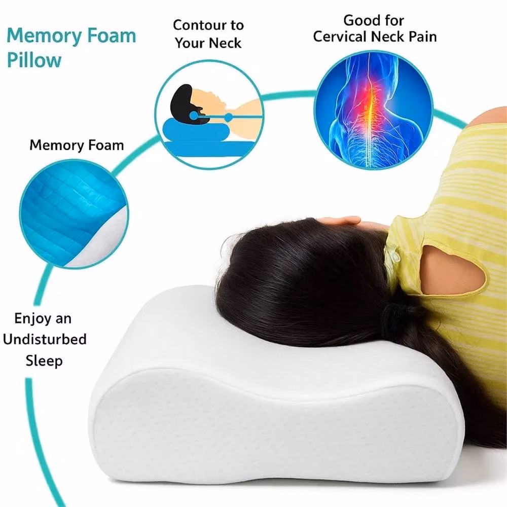 Nordara Cooling Gel Orthopedic Memory Foam Contour Cervical Pillow, Firm, White – 2