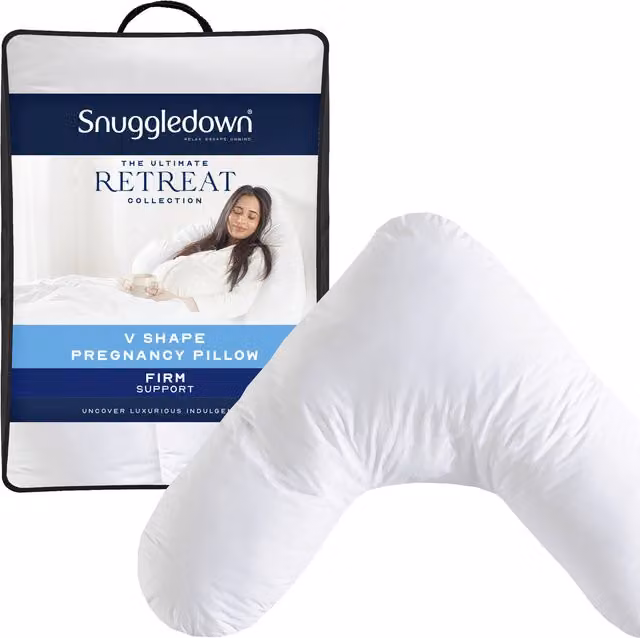 Snuggledown Allergy Friendly Firm V Shape Pregnancy Pillow in White