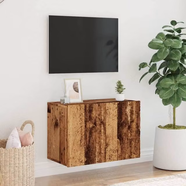 Berkfield Home Wall-mounted Vintage TV Cabinet in Brown, W: 60 cm, D: 30 cm, H: 41 cm – 1
