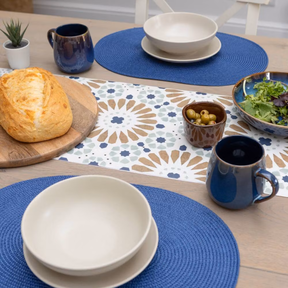 D-C-Fix Wipe Clean Woven Oval Placemats in Deep Blue, 6 Pack – 4