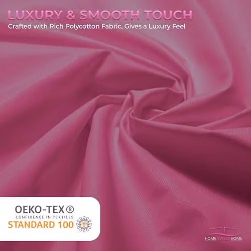 Home Sweet Home UK Plain Dyed Polycotton Duvet Cover and Pillowcase Set, Pink, King Size, W/D/H: 240 x 220 x 180 cm – 4