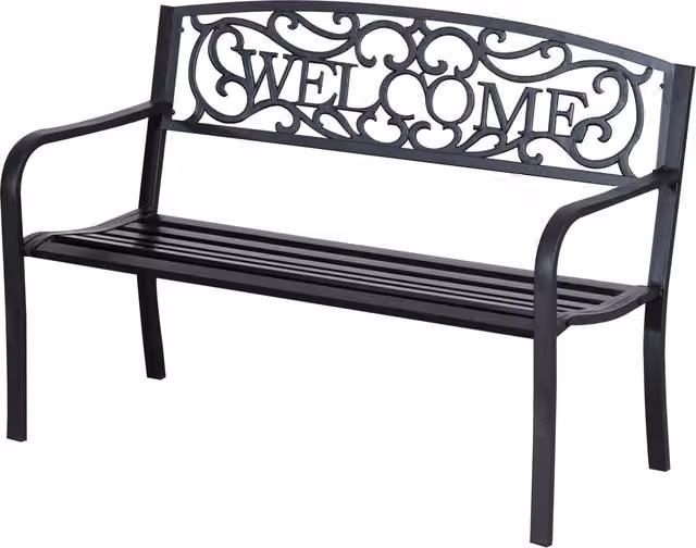 Outsunny 2 Seater Metal Garden Bench in Black