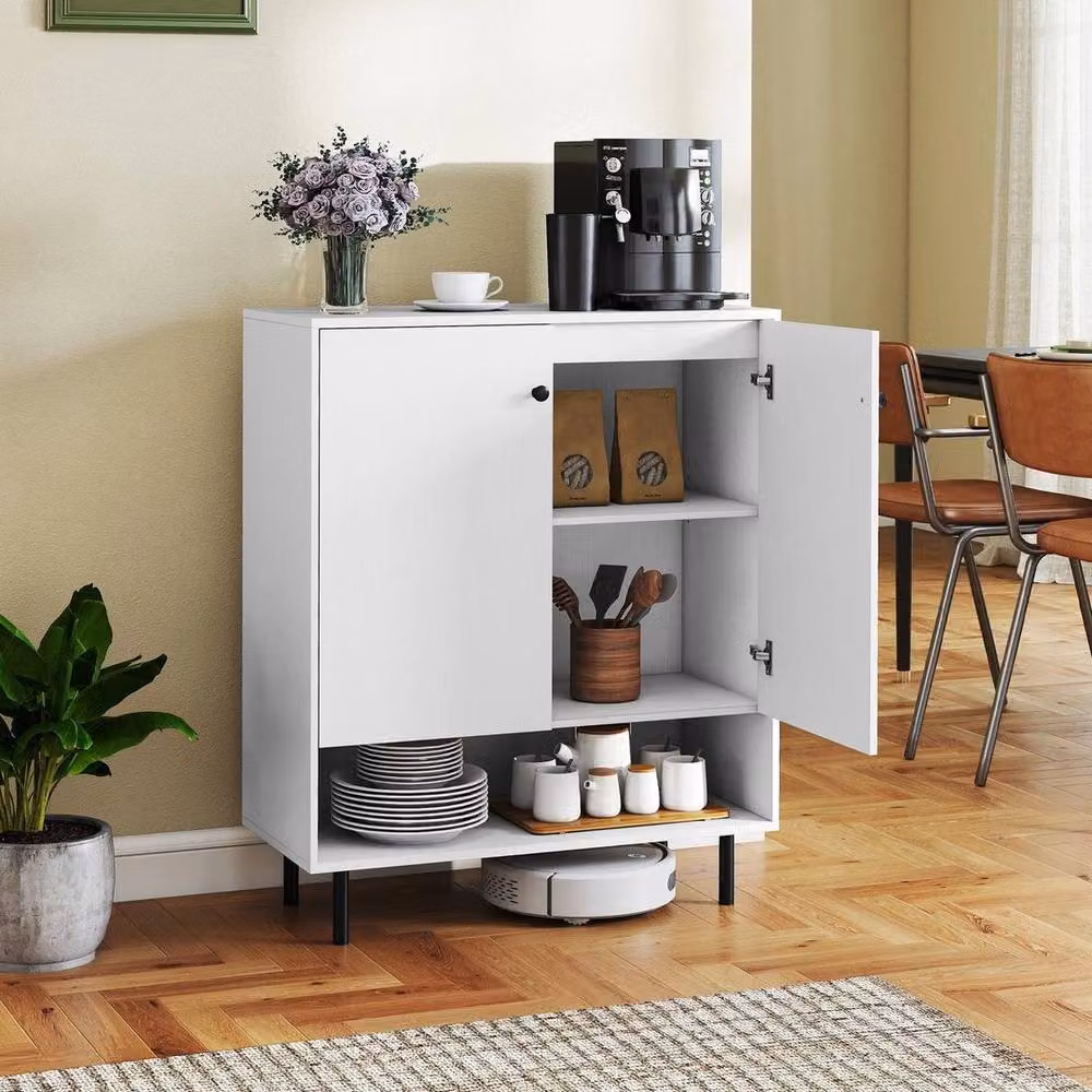 KORVIXA Modern White 2-Door Kitchen Storage Base Unit with Internal Shelves – 3