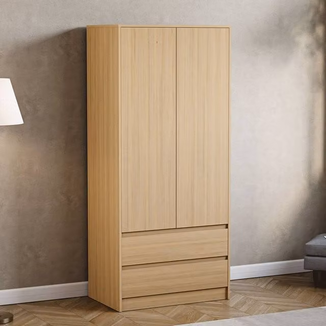 HD Designs Denver Modern 2 Door MDF Wardrobe with Drawers in Brown, H 170.0 cm x W 76.0 cm – 1