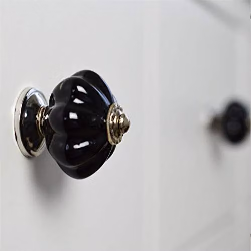Nicola Spring Polished Black Ceramic Cabinet Knobs, Pack of 6 – 3
