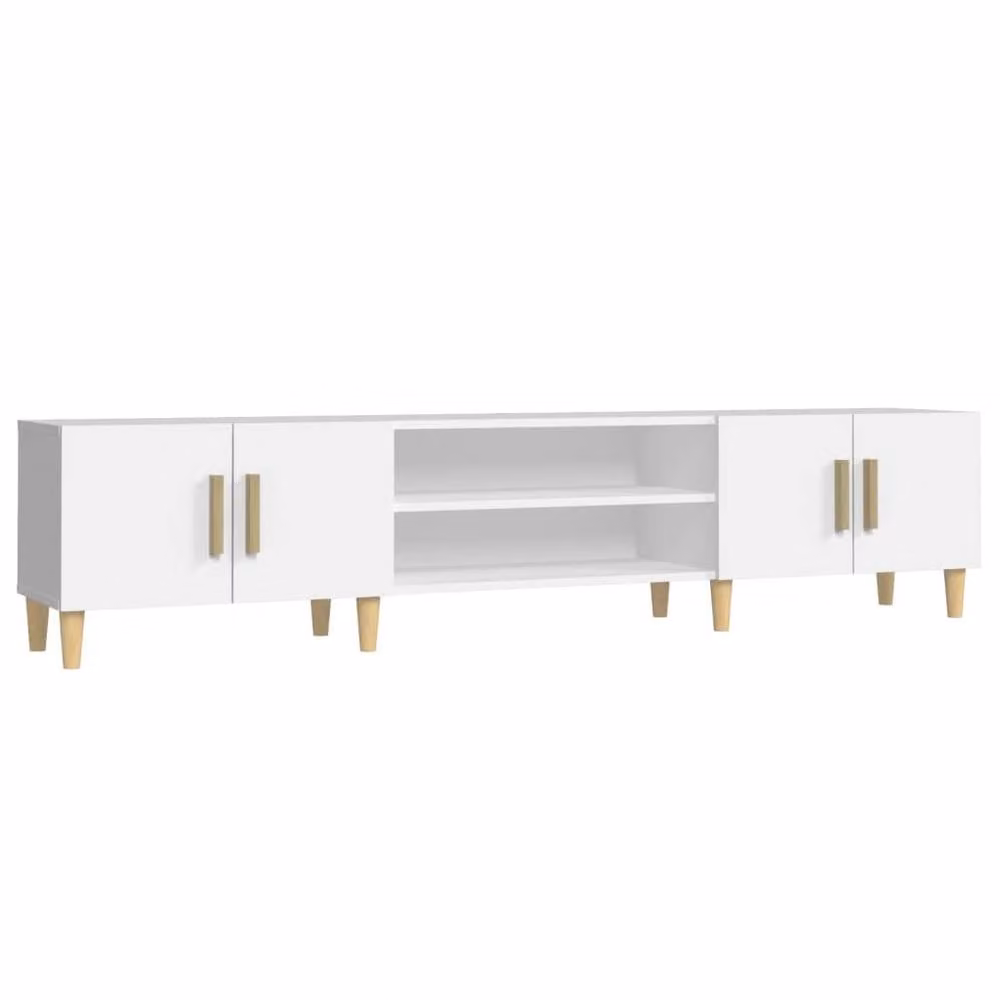 Berkfield Home White TV Cabinet in Matt Engineered Wood W/D/H: 180 x 31.5 x 40 cm – 2