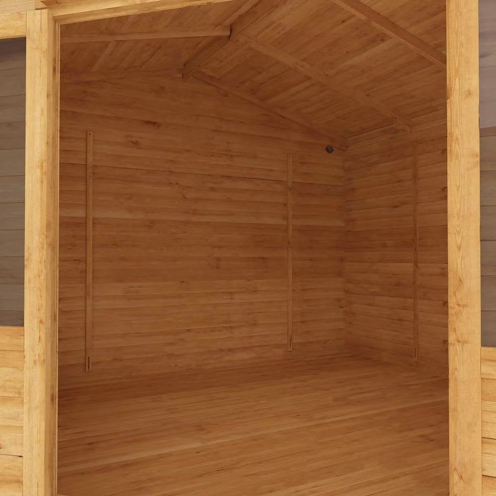 Mercia Brown 28 mm Rustic Wood Corner Log Cabin W: 409 cm, D: 415 cm, H: 286.7 cm – 2