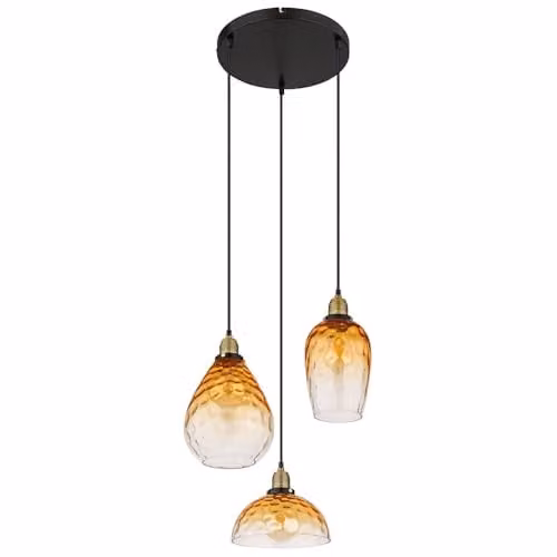 Globo Lighting Amber and Black Glass Pendant Lamp for Living Rooms and Dining Rooms – 1