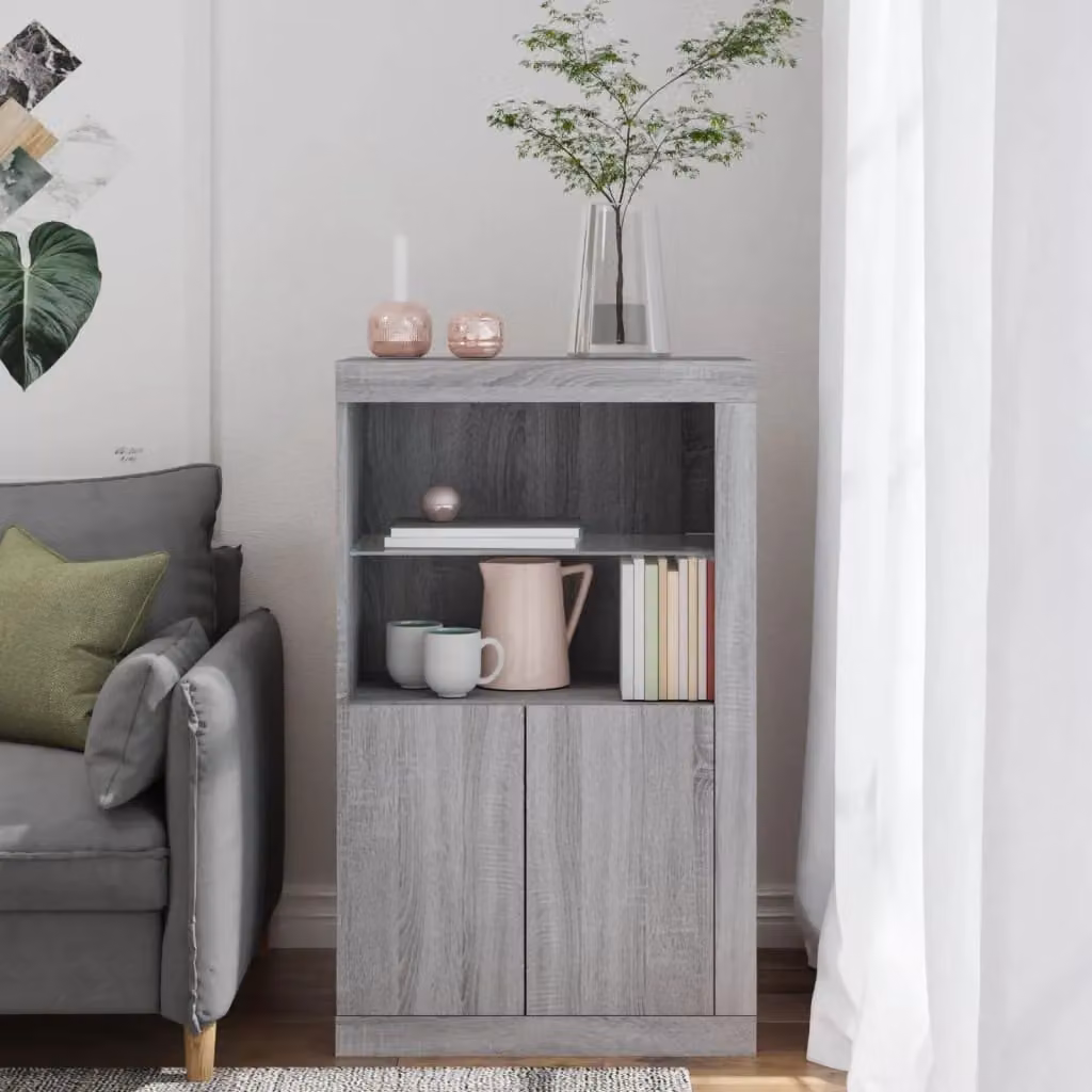 Berkfield Home Modern Grey Side Cabinet with Integrated LED Lighting and Internal Shelves – 2