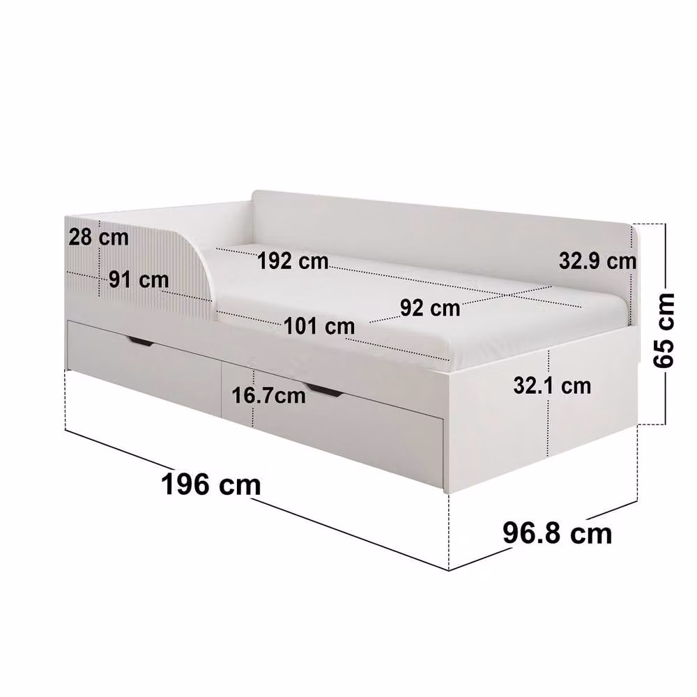 Flair Aris Single Montessori Bed with Storage Drawers in White, W/D/H: 90 x 190 x 65 cm – 3