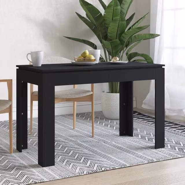 Berkfield Home Modern Rectangular Dining Table in Black, W/D/H: 120 x 60 x 76 cm