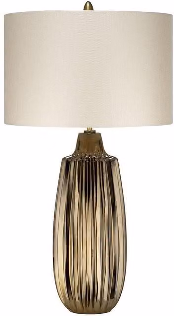 Netlighting Newham Large Table Lamp with Bronze Ceramic Base and Pearl Shade, Brown/Bronze, E27 – 1