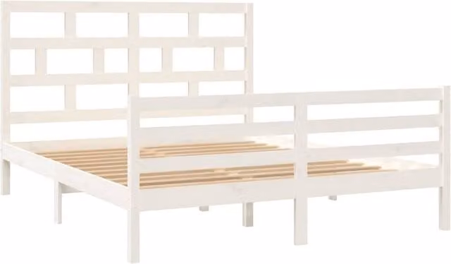 Berkfield Home Beautiful Solid Wood Pine Bed Frame, White, W/D/H: 160 x 200 cm – 1