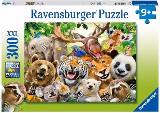 Ravensburger Exotic Animals Selfie 300 Piece Floor Giant Puzzle in Multicolour and White