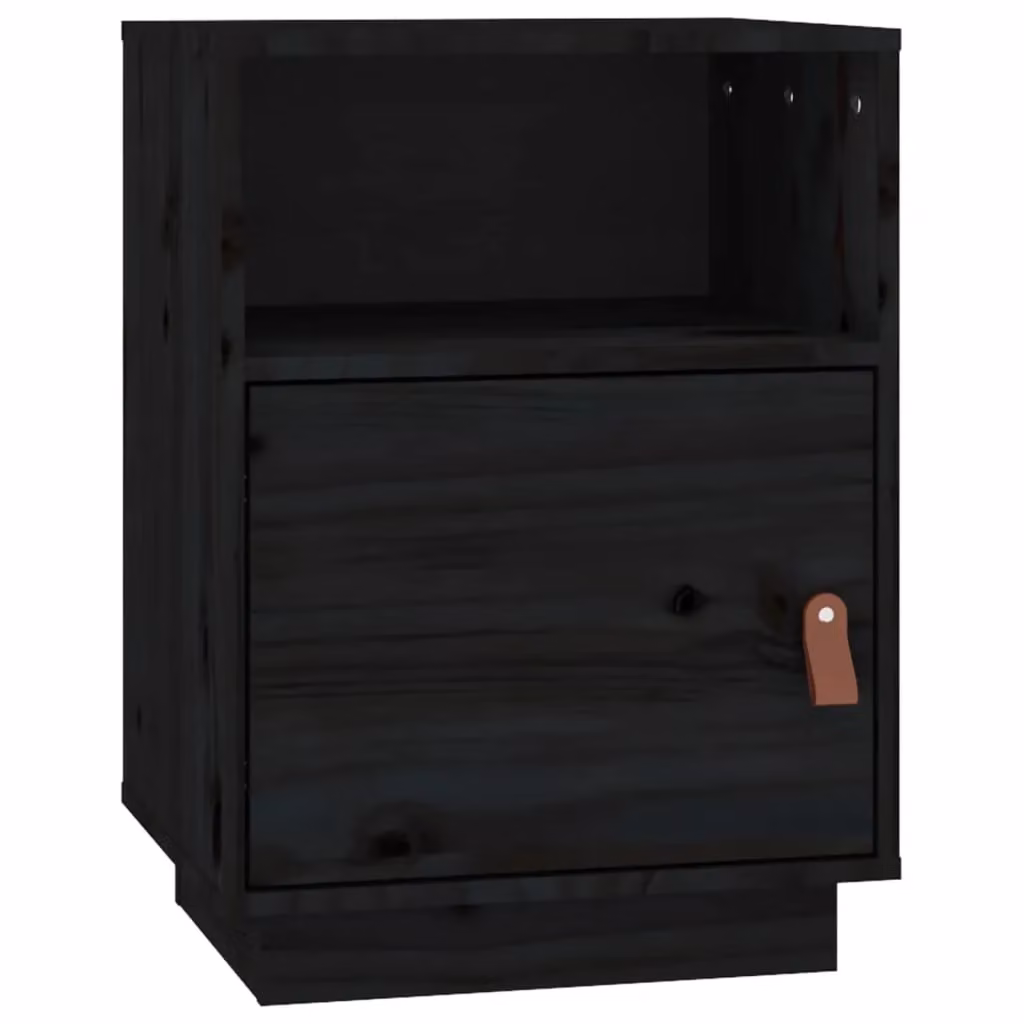 Berkfield Home Black Solid Wood Pine Bedside Cabinet, W/D/H: 40 x 34 x 55 cm – 2