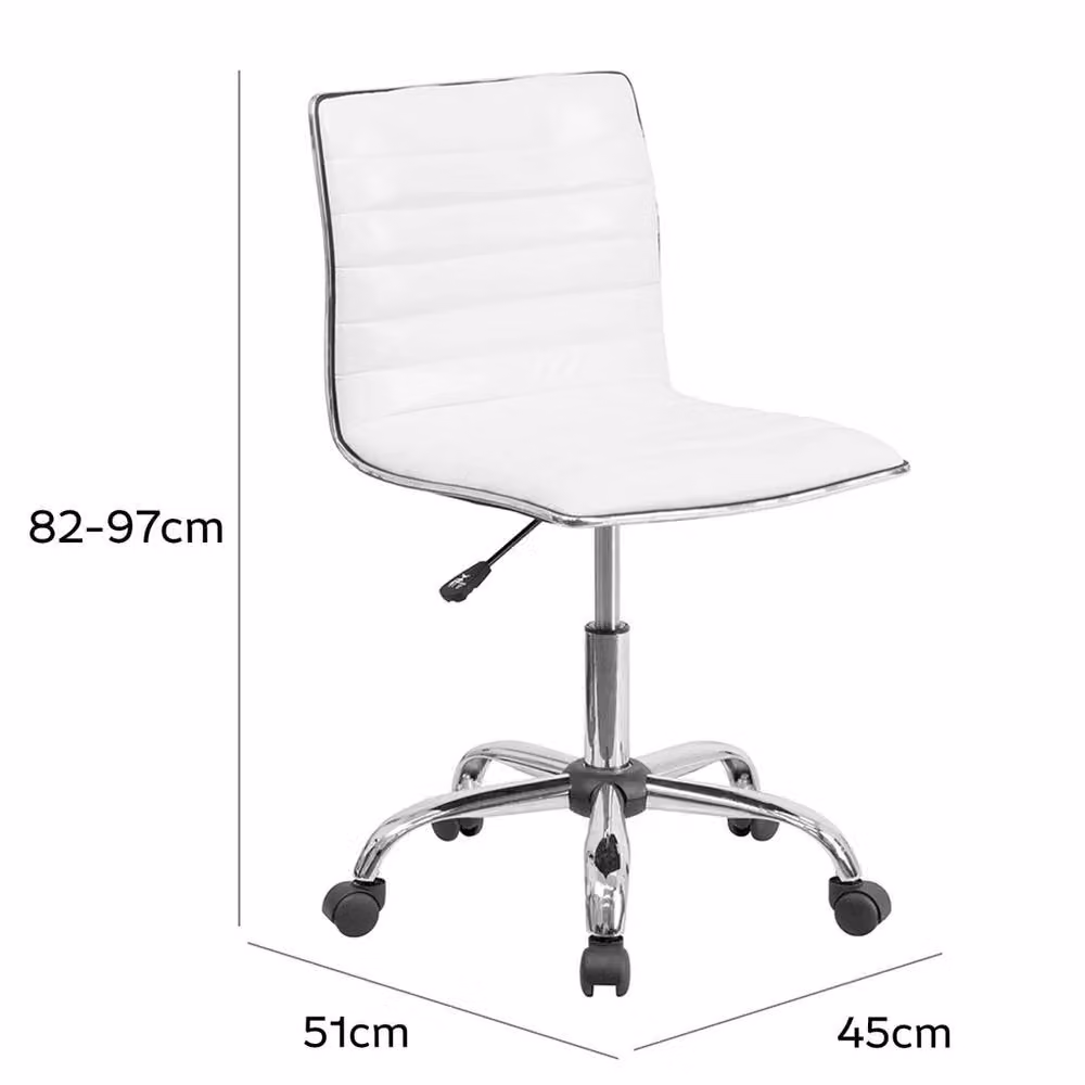 FORGEVIO White PU Leather Adjustable Height Swivel Office Task Chair – 2