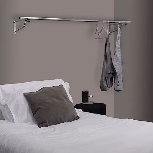 House of Home Heavy Duty Wall Mounted Metal Clothes Rail in Silver, 152.4 cm – 5