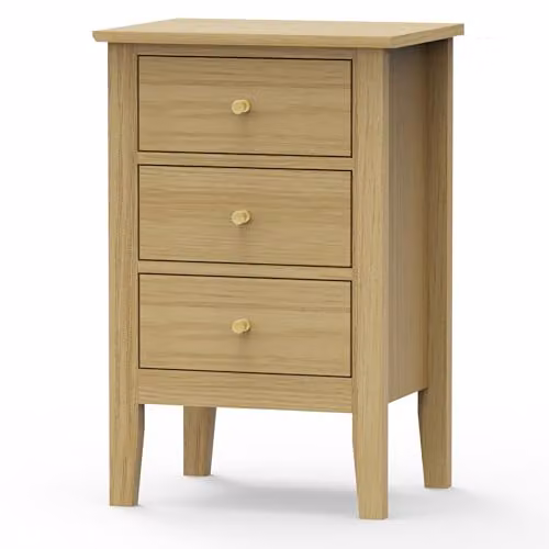 Core Products Henley 3-Drawer Bedside Cabinet in Oak-Effect Brown with Gold Handles – 4