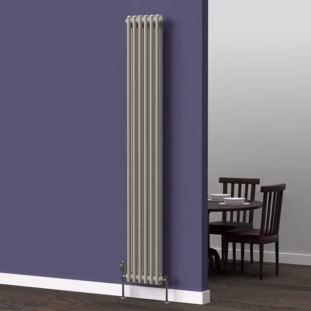 Lux Heat Vertical Coloured Column Radiator in Dune Grey, H 180 cm x W 29 cm