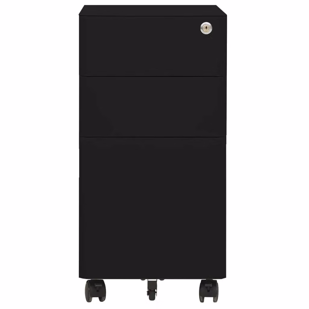 Berkfield Home Mobile File Cabinet in Black Metal with Lock and Castors, W/D/H: 30 x 45 x 59 cm – 2