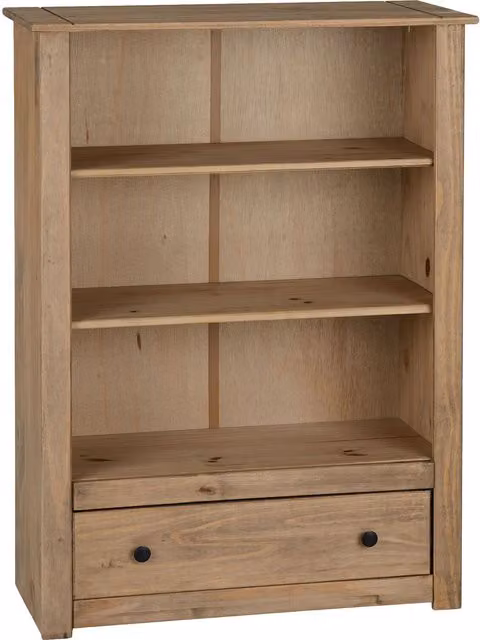 Seconique Panama 1 Drawer Bookcase in Natural Waxed Pine