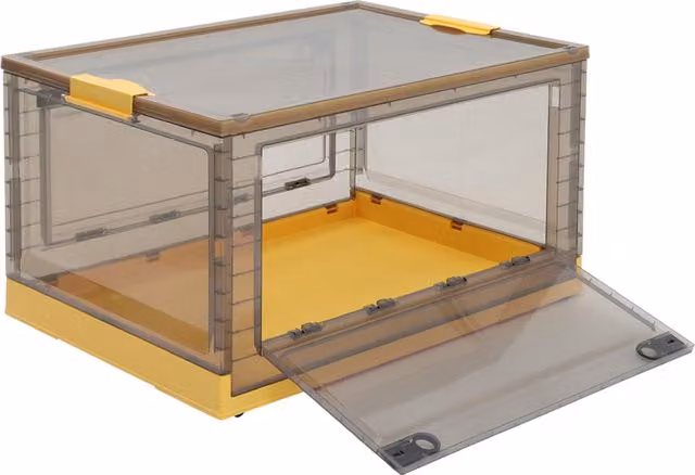 Kidkid Set of 3 Transparent Folding Storage Boxes for Children in Yellow and Brown