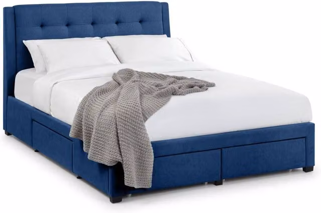 Cheshire Blue Upholstered 4 Drawer Bed Super King W/D/H: 180 x 200 cm