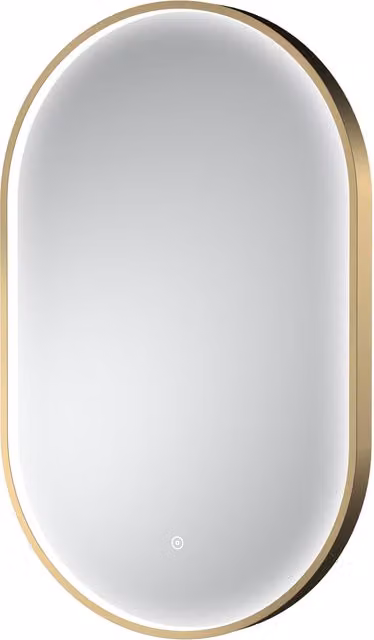 Balterley Oval Inset Framed LED Touch Sensor Wall Mirror in Brushed Brass, W: 80 cm, H: 50 cm