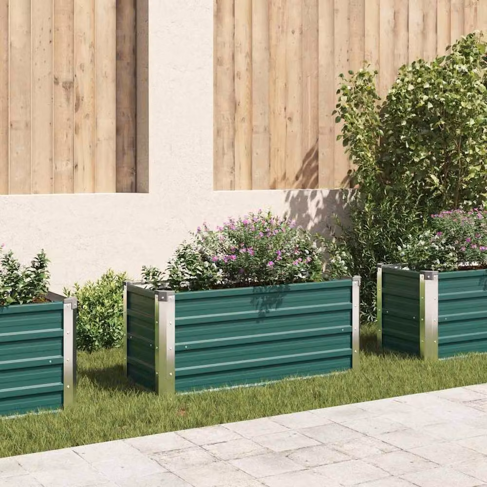 Berkfield Home Garden Galvanised Steel Raised Bed, Green, W/D/H: 100 x 40 x 45 cm – 2