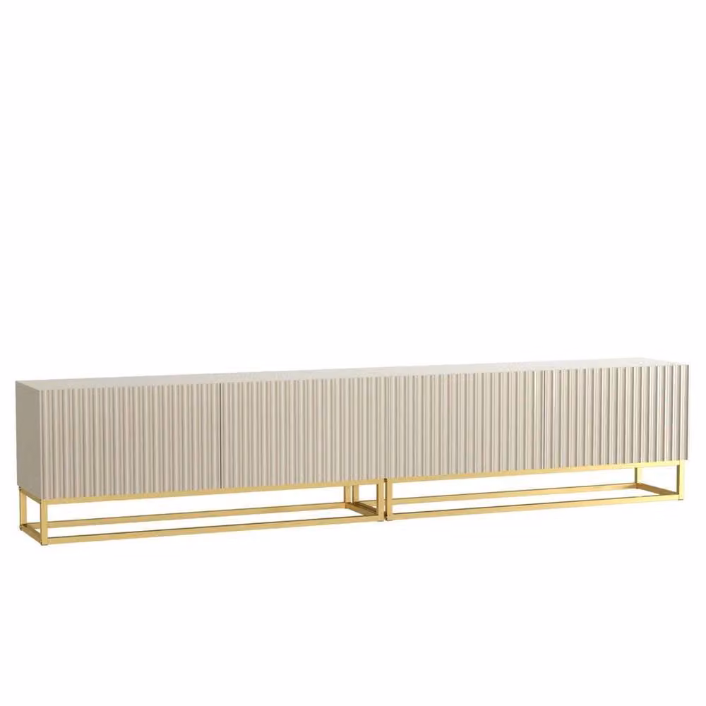 FORGEVIO Modern Media TV Unit and Sideboard Cabinet in Beige and Gold – 2