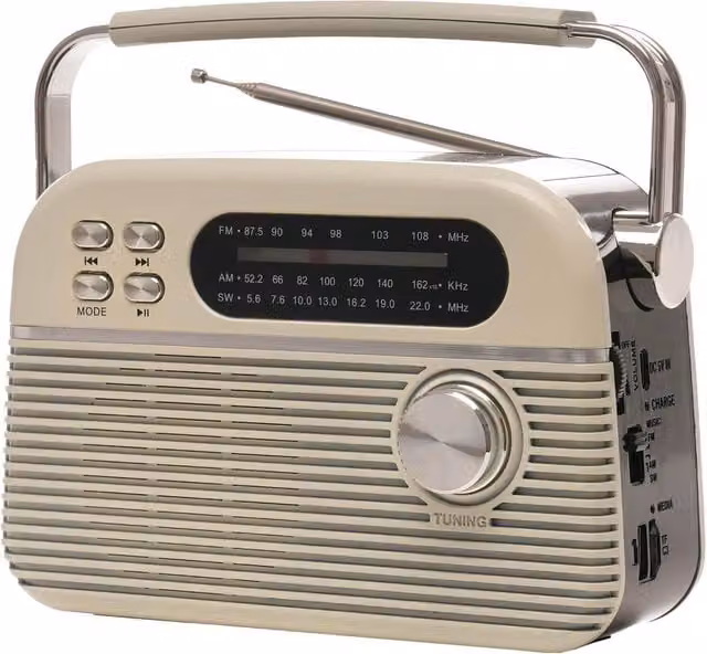 Lloytron Bolero MusicStream Rechargeable Portable Radio in Beige