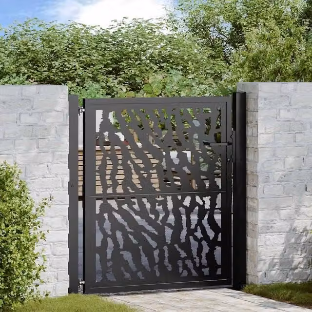 Berkfield Home Black Steel Garden Gate, W: 105 cm, H: 106 cm