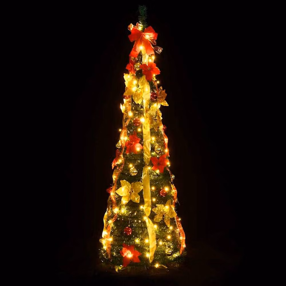 Berkfield Home Beautiful Green Artificial Pop-up Christmas Tree with 200 LEDs, Height: 210 cm – 3