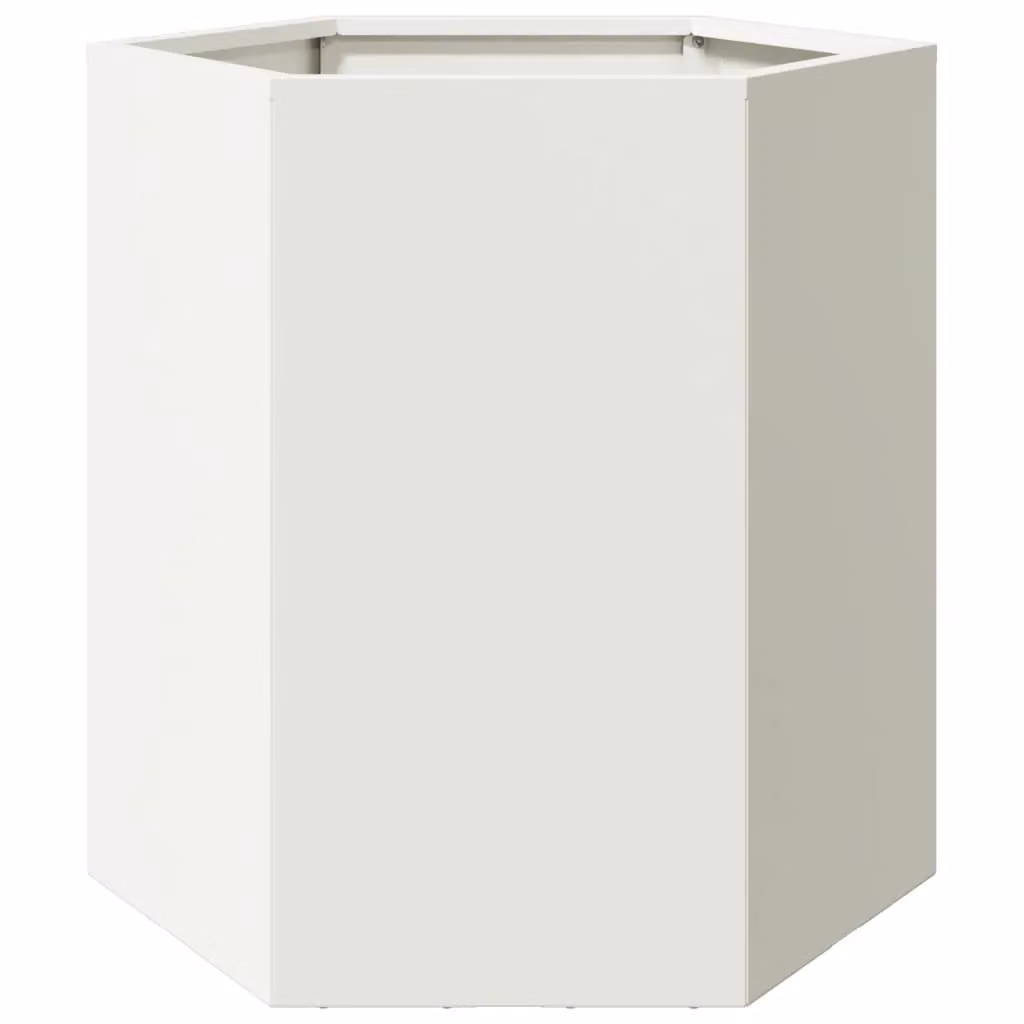 Berkfield Home White Hexagon Steel Garden Planter W: 46 cm, D: 40 cm, H: 45 cm – 2
